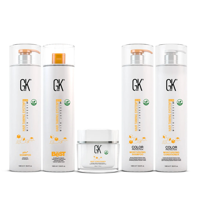 GK Hair The Best Keratin Kit, 1000 ml pH+ Shampoo, The Best, Deep Conditioner jar, Color Protection Shampoo and Conditioner