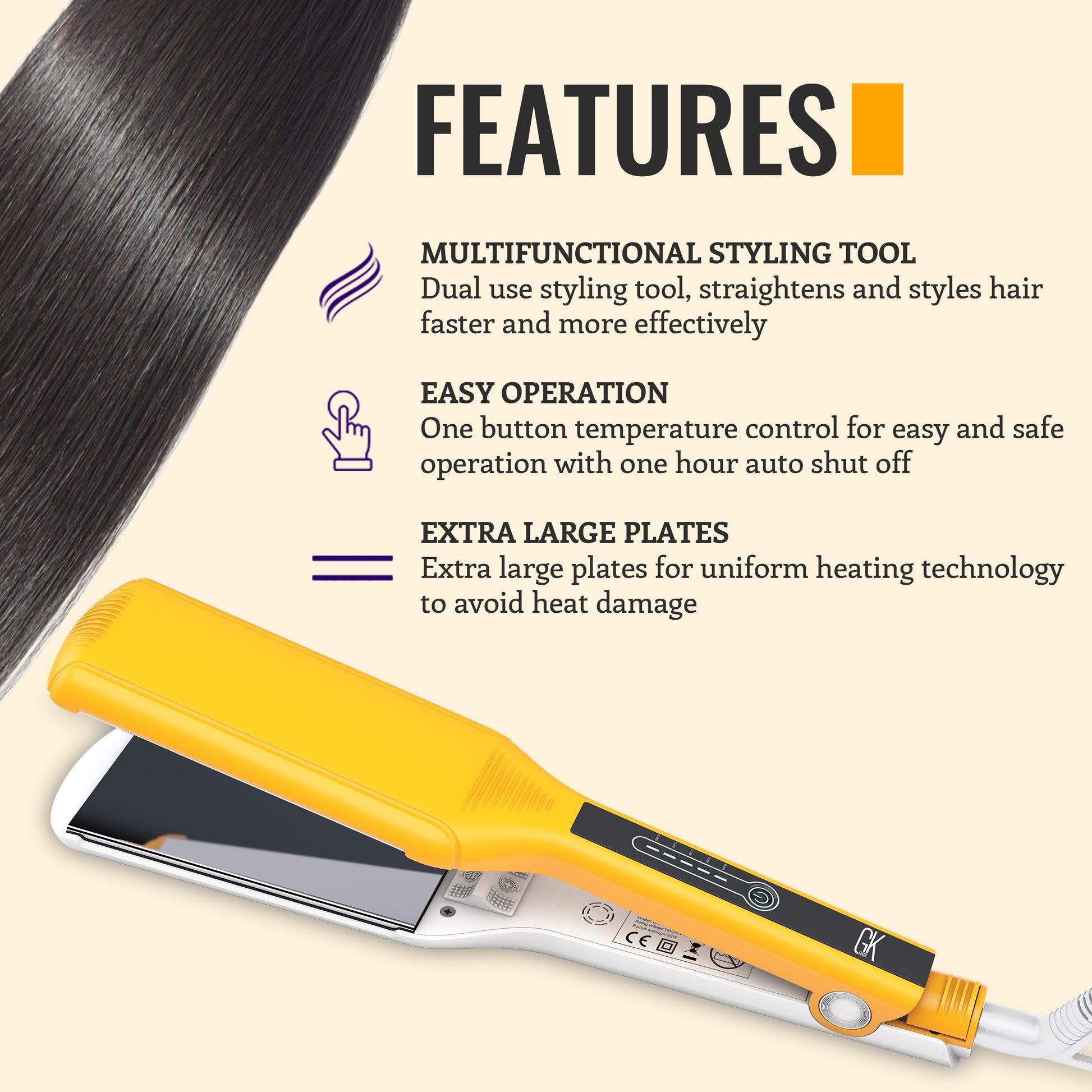 GK Hair UAE One Control Titanium Flat Iron 